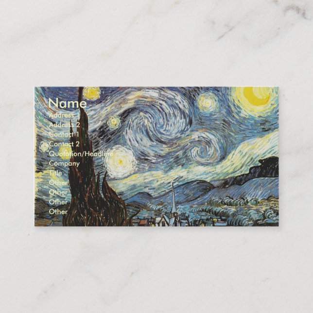 Van Gogh Starry Night Fine Art Visitkort (Framsida)