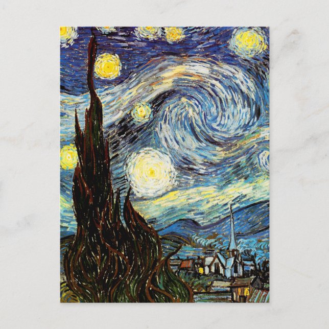 Van Gogh Starry Night Fine Art Vykort (Framsida)