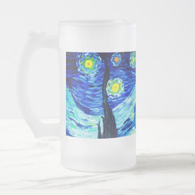 Van Gogh Starry Night Frostat Ölglas (Vänster)