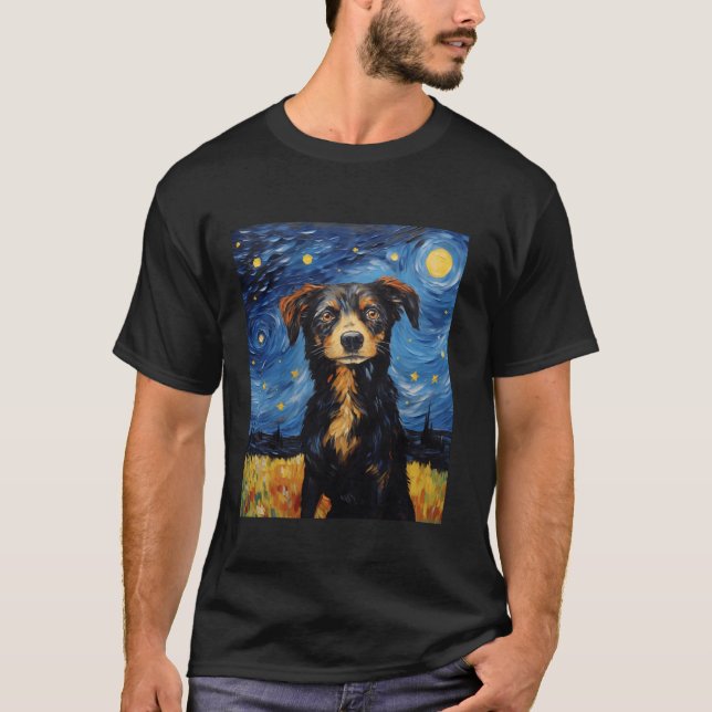 Van Gogh Starry Night Funny Art Hund älskare Kids  T Shirt (Framsida)