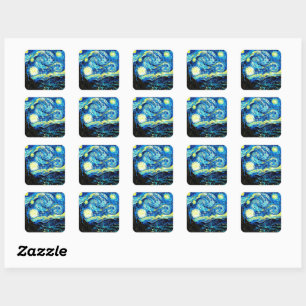 Van Gogh - Starry Night Fyrkantigt Klistermärke