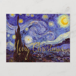 Van Gogh Starry Night God jul Guld Art Helg Vykort