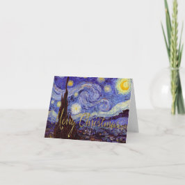 Van Gogh Starry Night God jul Guld Art Helgkort