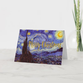 Van Gogh Starry Night God jul Guld Art Helgkort