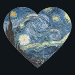 Van Gogh Starry Night Hjärtformat Klistermärke<br><div class="desc">Vincent Van Gogh Starry Night-mästerverk,  vintage av nutida produkter från Zazilicious</div>