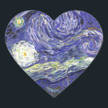 Van Gogh Starry Night Hjärtformat Klistermärke<br><div class="desc">Van Gogh Starry Night</div>