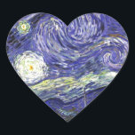Van Gogh Starry Night Hjärtformat Klistermärke<br><div class="desc">Van Gogh Starry Night</div>