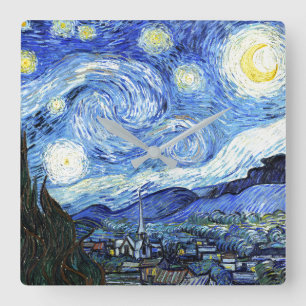Van Gogh Starry Night Impressionism Art Wall Clock Fyrkantig Klocka