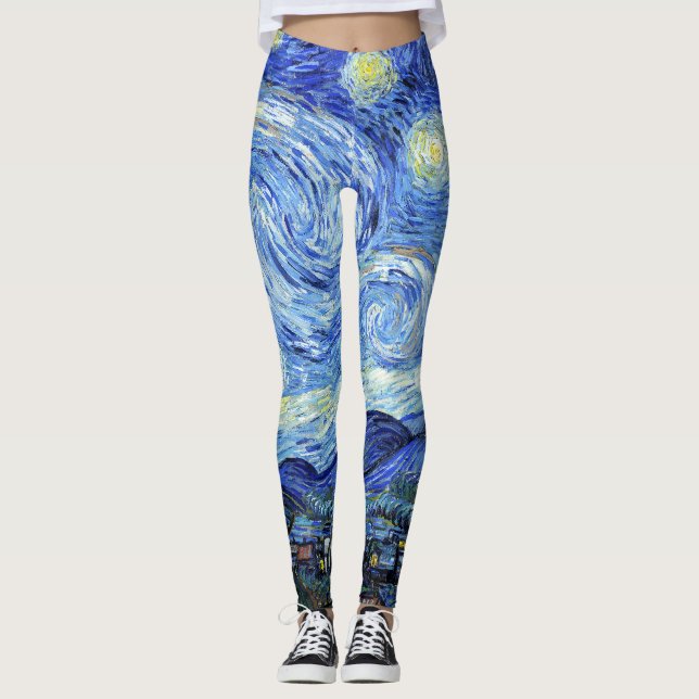Van Gogh Starry Night Impressionism Print Leggings (Framsida)