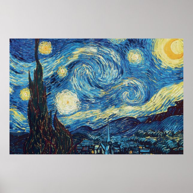 Van Gogh Starry Night Impressionist Painting Poster (Framsidan)