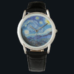 Van Gogh Starry Night. Impressionistisk vintage ko Armbandsur<br><div class="desc">Van Gogh "Starry Night"-klocka.</div>