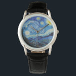 Van Gogh Starry Night. Impressionistisk vintage ko Armbandsur<br><div class="desc">Van Gogh "Starry Night"-klocka.</div>