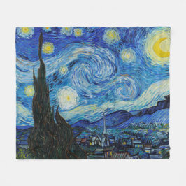 Van Gogh Starry Night. Impressionistisk vintage ko Fleecefilt