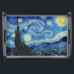 Van Gogh Starry Night. Impressionistisk vintage ko Frukostbricka<br><div class="desc">Van Gogh "Starry Night" som serverar brickan.</div>