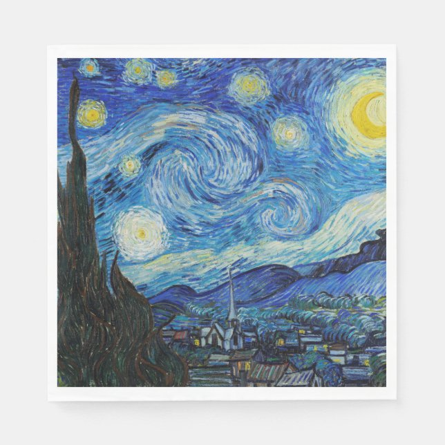 Van Gogh Starry Night. Impressionistisk vintage ko Pappersservett (Framsidan)