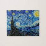 Van Gogh Starry Night. Impressionistisk vintage ko Pussel<br><div class="desc">Van Gogh "Starry Night"-pusslet.</div>
