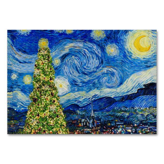 Van Gogh Starry Night - Julgran Bord Numbe Bordsnummer (Framsidan)