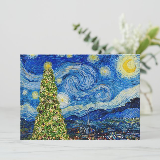 Van Gogh Starry Night - Julgran Bord Numbe Program (Stående Fram)