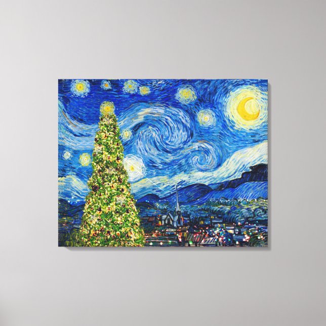 Van Gogh Starry Night - Julgran Canvastryck (Framsida)