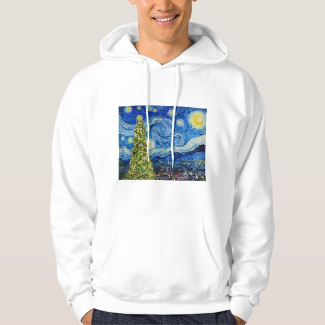 Van Gogh Starry Night - Julgran Hoodie (Framsida)