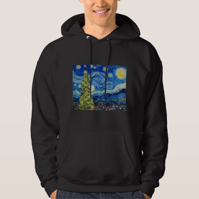 Van Gogh Starry Night - Julgran Hoodie (Framsida)