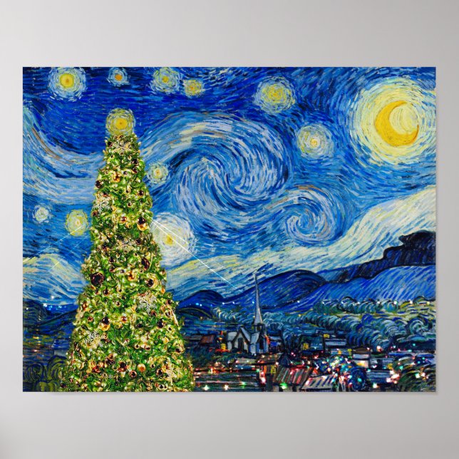 Van Gogh Starry Night - Julgran Poster (Framsidan)