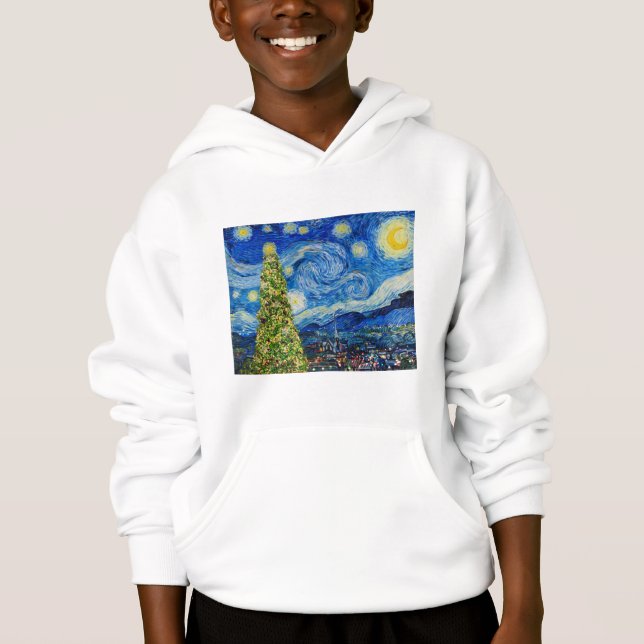 Van Gogh Starry Night - Julgran T Shirt (Framsida)