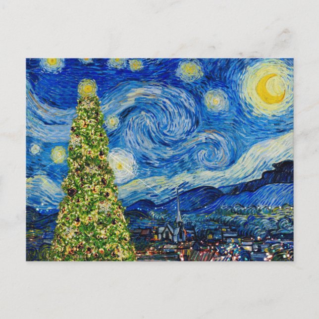 Van Gogh Starry Night - Julgran Vykort (Framsida)