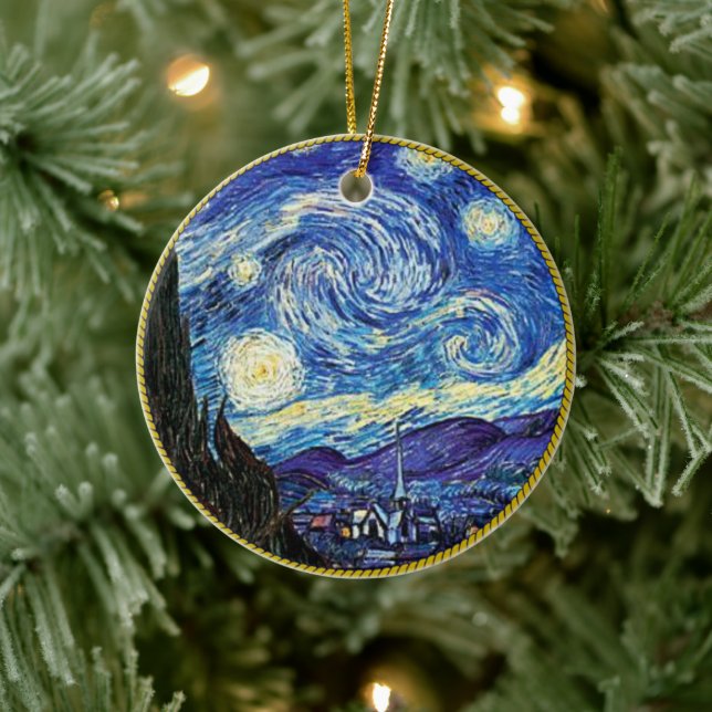 Van Gogh, Starry Night Julgransprydnad Keramik (Träd)