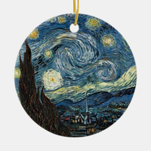 Van Gogh Starry Night Julgransprydnad Keramik (Framsidan)