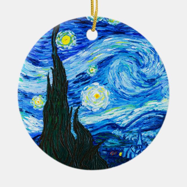 Van Gogh Starry Night Julgransprydnad Keramik (Framsidan)