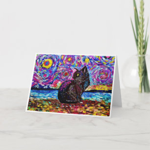 Van Gogh Starry Night Kattunge<Blank Inside> Meddelande