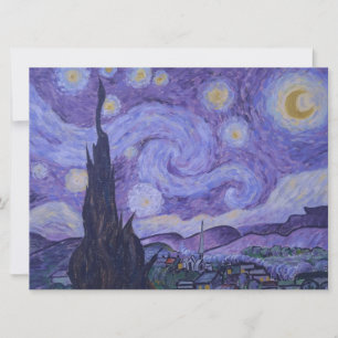Van Gogh Starry Night Lila Art Print Flat Card Inbjudningar