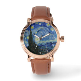 Van Gogh Starry Night Men’s Rose Gold Vintage Armbandsur