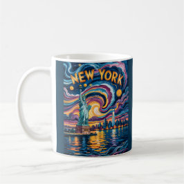 Van Gogh Starry Night New York Liberty Skyline Art Kaffemugg