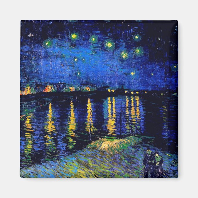 Van Gogh Starry Night Over Rhone (F474) Fine Art Magnet (Framsidan)