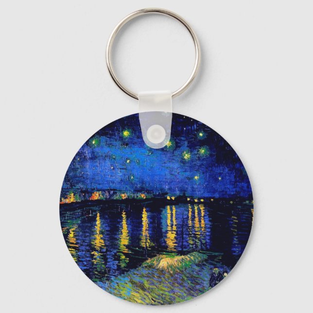 Van Gogh Starry Night Over Rhone (F474) Fine Art Nyckelring (Framsida)