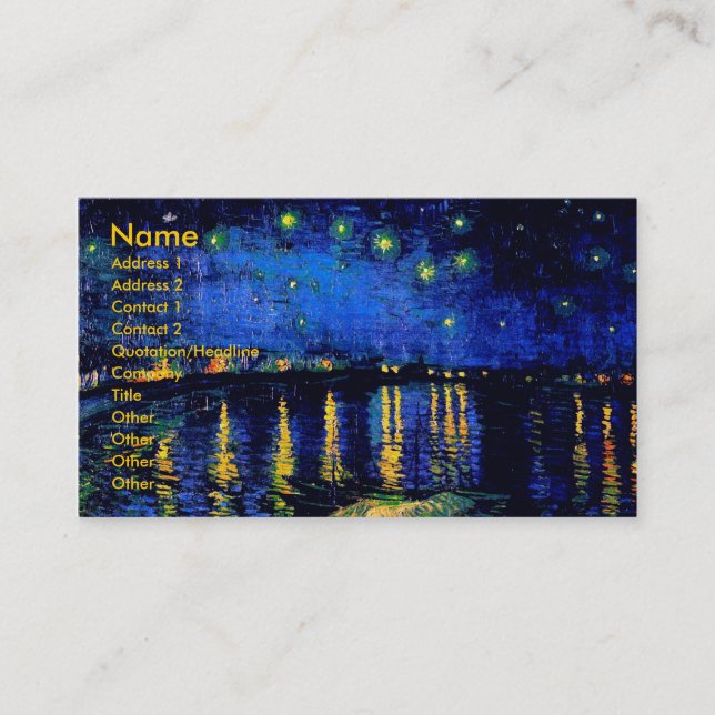 Van Gogh Starry Night Over Rhone (F474) Fine Art Visitkort (Framsida)