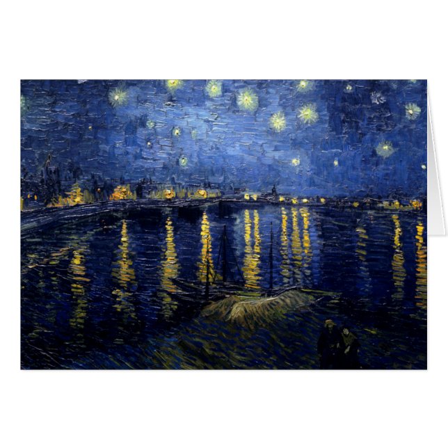 Van Gogh Starry Night over Rhone Hälsningskort (Framsidan Horizontal)