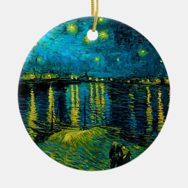 Van Gogh Starry Night over Rhône Julgransprydnad Keramik (Framsidan)