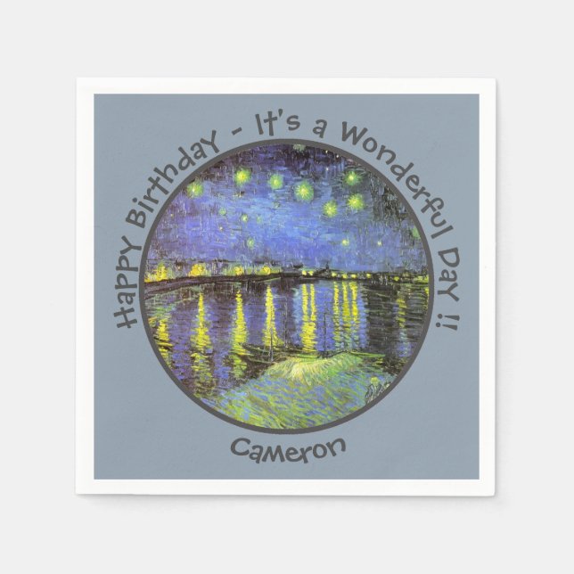 van Gogh Starry Night over Rhone Party Items Pappersservett (Framsidan)