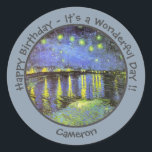 van Gogh Starry Night over Rhone Party Items Runt Klistermärke<br><div class="desc">Alla våra produkter tillverkas med stort  bilder som noggrant har redigerats för att ge bästa möjliga lösning,  färg och detaljrikedom.</div>