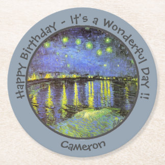 van Gogh Starry Night over Rhone Party Items Underlägg Papper Rund