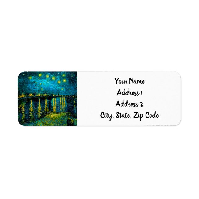 Van Gogh Starry Night over Rhône Returadress Etikett (Framsidan)