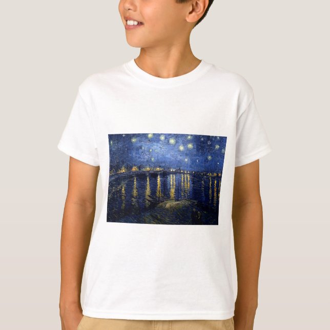 Van Gogh Starry Night over Rhone T Shirt (Framsida)
