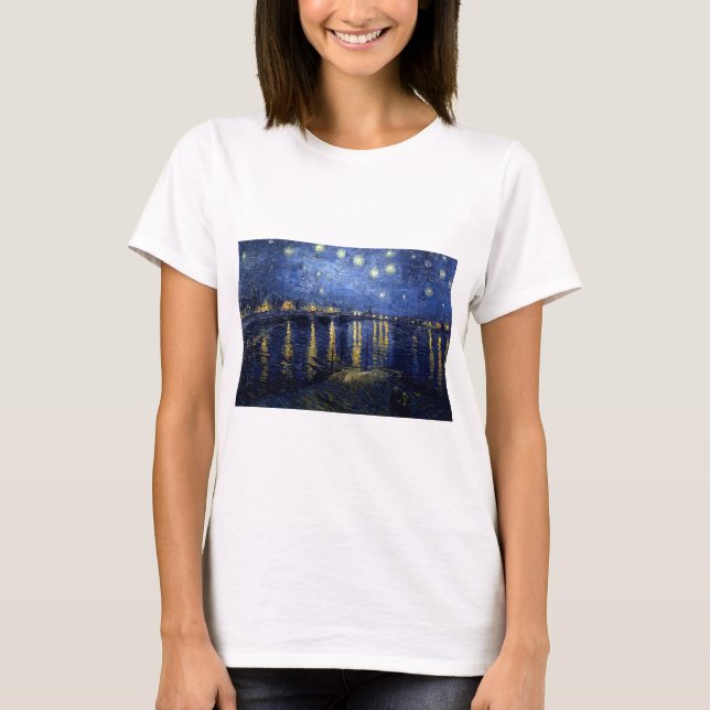 Van Gogh Starry Night over Rhone T-shirt (Framsida)