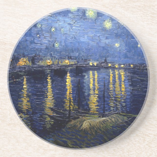 Van Gogh Starry Night over Rhone Underlägg Sandsten (Framsidan)