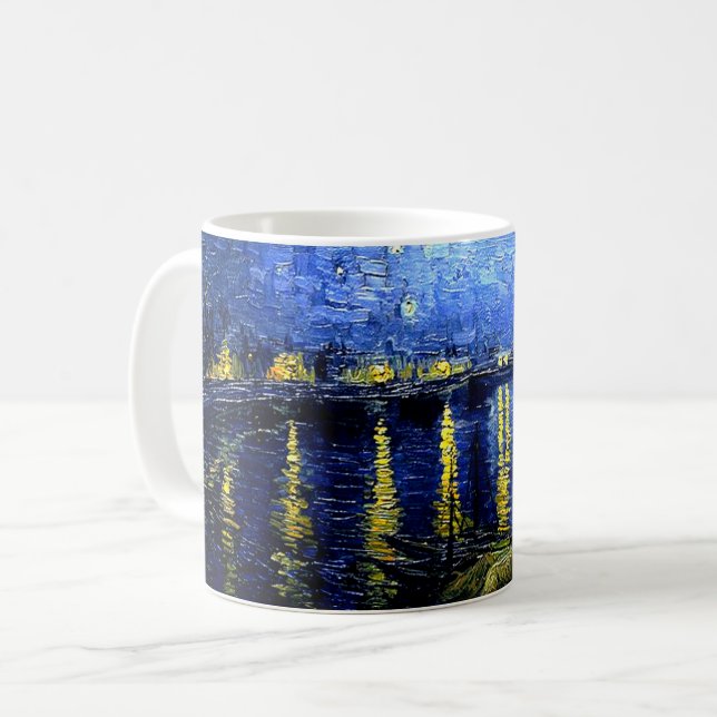Van Gogh - Starry Night over the Rhone Kaffemugg (Framsida vänster)
