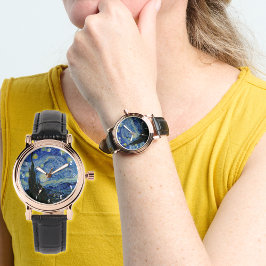 Van Gogh Starry Night Painting Elegant Kvinnor Armbandsur