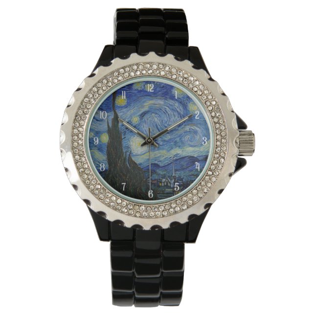 Van Gogh Starry Night Painting Elegant Kvinnor Armbandsur (Framsida)
